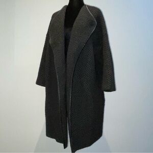 Vince Yak Wool Blend Textured Knit Cardigan Black Open Front Size S